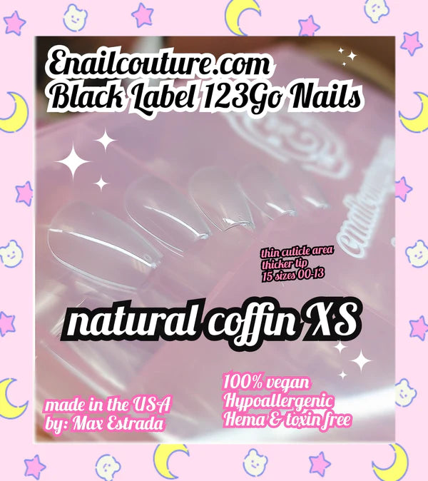123go Black Label Nails- Natural Coffin XS