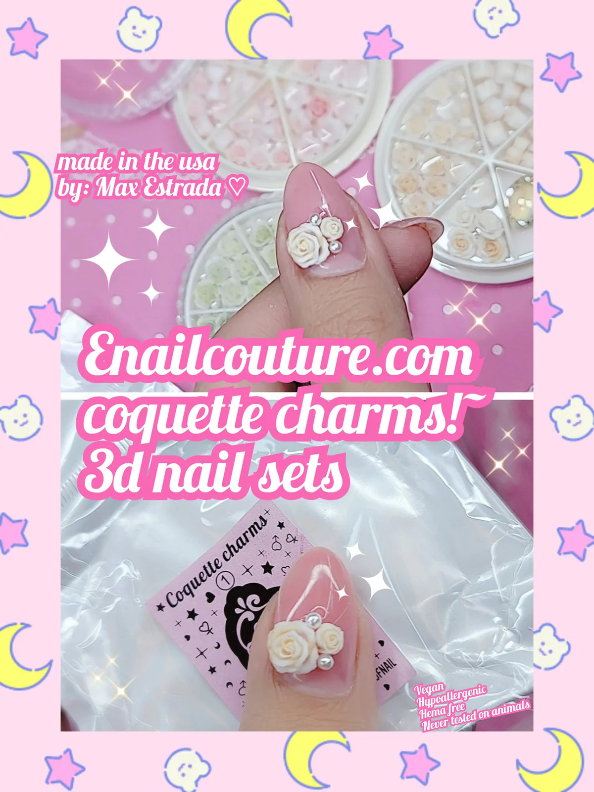 Coquette nail charms 3D