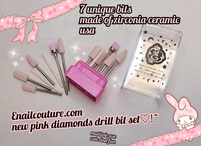 Pink Diamond 7pc Nail Drill Bit Set