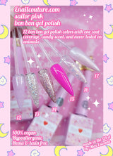 Sailor Pink bon bon gel set of 12 (Neon Pink Gel Nail Polish Set Hot Pink Cherry Blossom Strawberry Soft Dark Tones All Seasons Natural Lovely Pink Color Gel Polish Gift, Soak Off )