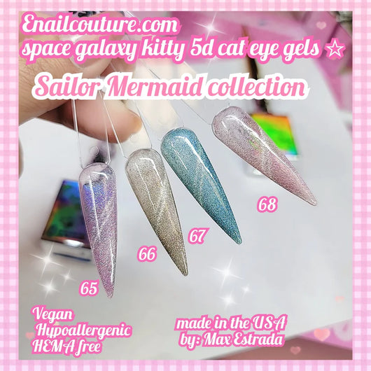 Sailor Mermaid space galaxy kitty gel set!~ (Magnetic Gel Polish)