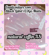 123go Black Label Nails natural coffin XS (Soft Gel Nail Tips- Clear Cover Full Nail Extensions - Pre-shaped Acrylic False Gel Nail Tips 15 Sizes for DIY Salon Nail Extensions)