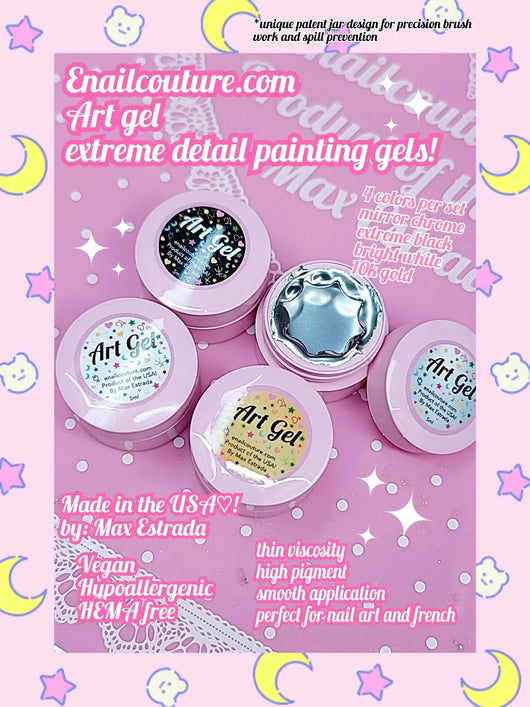Art Gel Colour Kit, (4 Colours, Gel Paint Nail Art Kit - Nail Kit liner Colour Solid Nail Art Gel Polish)