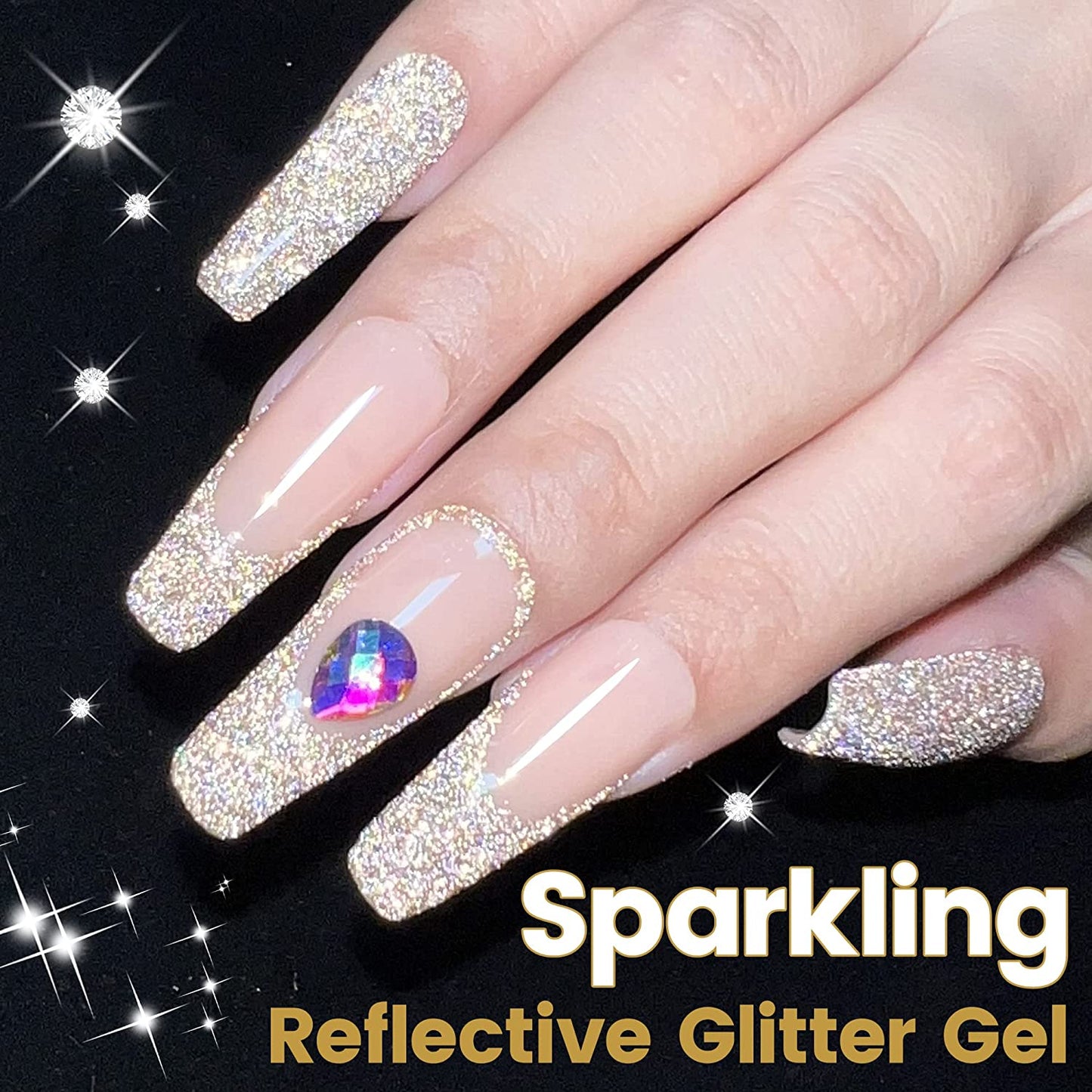 Magic Syrup Diamond Flash Gels! (Reflective Glitter Gel Nail Polish, 12ml Champagne Gold/ Silver Flash Diamond Disco DJ Shimmer Nail Gel, Sparkly Shiny Soak Off UV Gel Polish Varnish, Salon Home DIY Manicure)