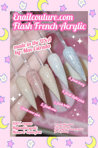 Flash French Acrylic Set of 5 (Glitter Acrylic Powder(2oz), Sparkly Nail Powder for Acrylic Nails, Professional Shiny Acrylic Nail Powder for Extension Carving French Manicure)