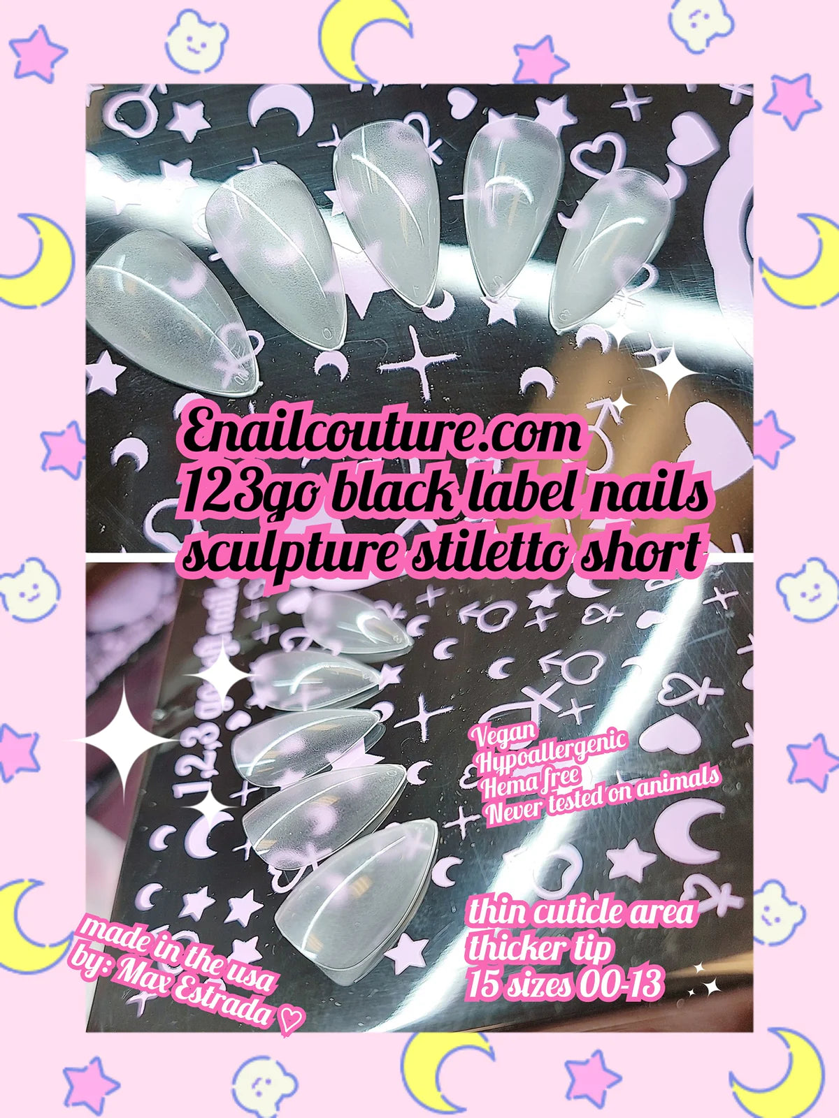 123go Black Label Nails- Sculpture Stiletto Short