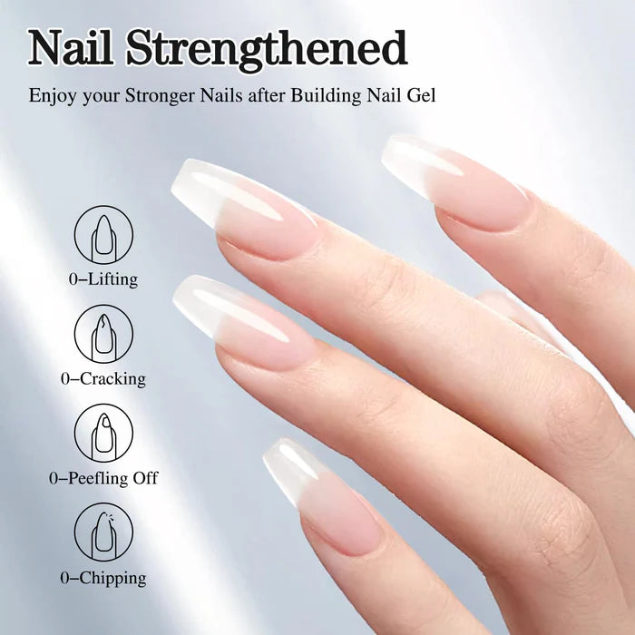 Hardy Gel !~ ( 123go nails Clear Gel Nail 15ml Nail Strengthener Builder in a Bottle Nail Extension Hard Gel Soak Off Long Lasting UV Gel Clear 8 in 1)