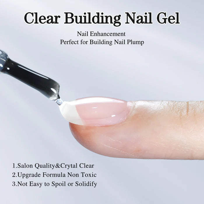 Hardy Gel !~ ( 123go nails Clear Gel Nail 15ml Nail Strengthener Builder in a Bottle Nail Extension Hard Gel Soak Off Long Lasting UV Gel Clear 8 in 1)