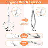 Spring Cuticle Nippers (Cuticle Scissors, Nail Scissors, Stainless Steel Curved Manicure Scissors, Cuticle Scissors Extra Fine Curved Cosmetic Scissors for Nail, Dry Skin, Eyebrow, Eyelash)