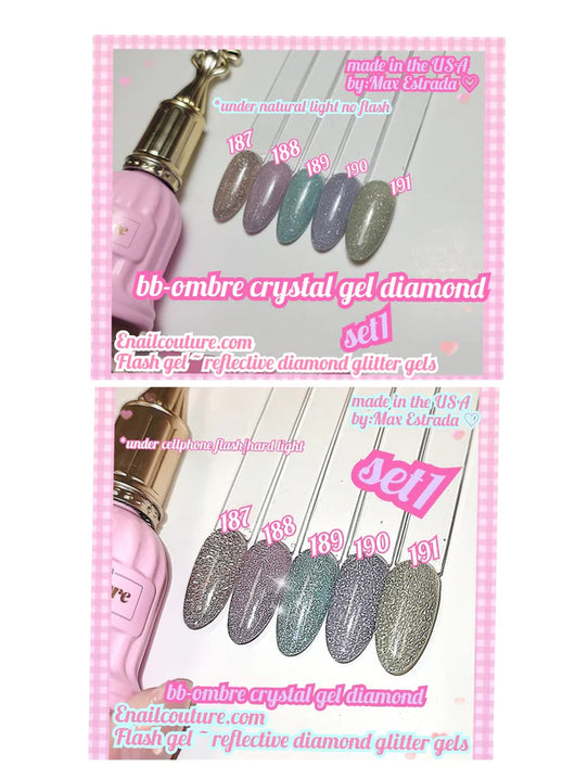 BB Ombre Crystal Gel Diamond Sets 1 & 2!~ (Explosion Diamond Gel Nail Reflective Sparkling gel polish))