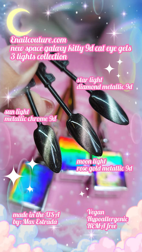 3 Lights space galaxy kitty set of 3 (9D Wide Cat Eye Gel Nail Polish)