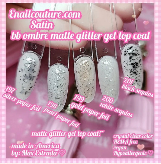 Satin Matte Glitter Topcoat Set of 5